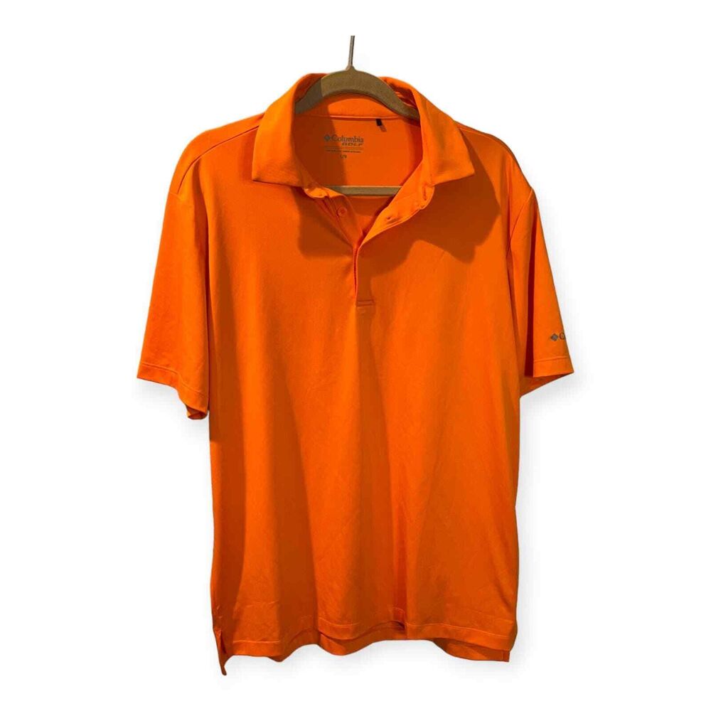 Columbia Golf Mens Polo Shirt Large Orange Omni-Wick Performance Sportswear